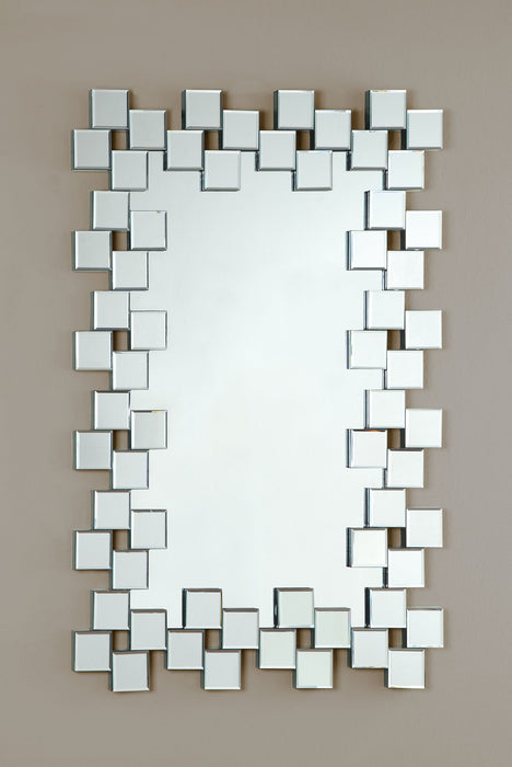 Coaster Pamela Frameless Wall Mirror with Staggered Tiles Silver Default Title