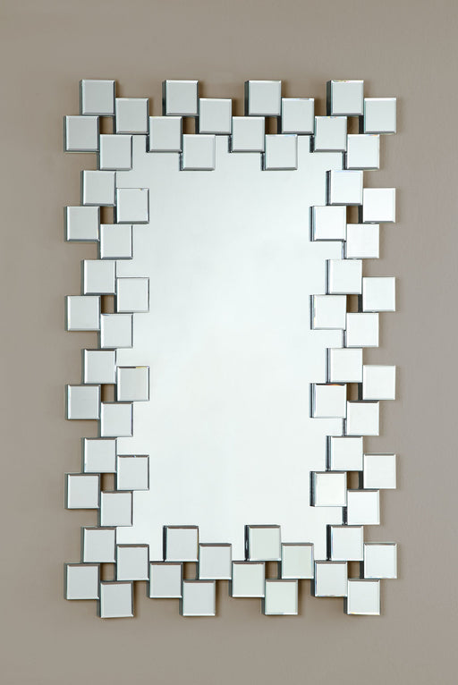 Coaster Pamela Frameless Wall Mirror with Staggered Tiles Silver Default Title