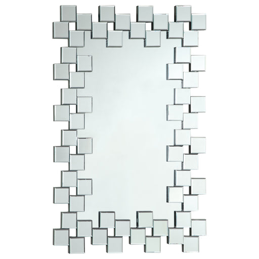 Coaster Pamela Frameless Wall Mirror with Staggered Tiles Silver Default Title