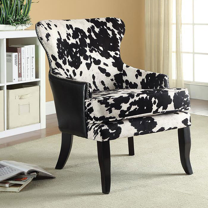 Coaster Trea Cowhide Print Accent Chair Black and White Default Title