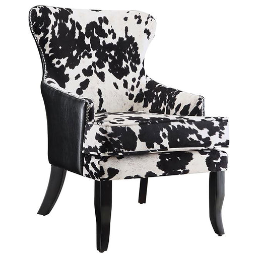 Coaster Trea Cowhide Print Accent Chair Black and White Default Title