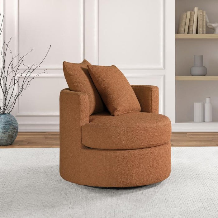 Debbie Upholstered Swivel Accent Chair Burnt Orange