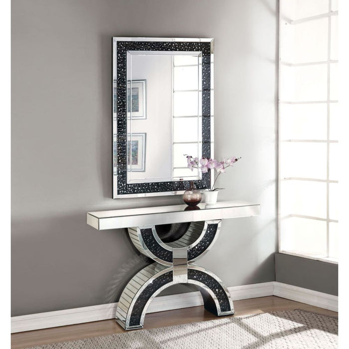 Nysa Glam Rectangular Console Table with Half-Cirlce Base