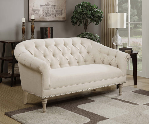 Coaster Billie Tufted Back Settee with Roll Arm Natural Default Title