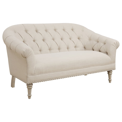 Billie Upholstered Rolled Arm Tufted Loveseat Natural