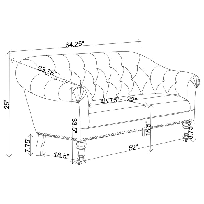 Coaster Billie Tufted Back Settee with Roll Arm Natural Default Title