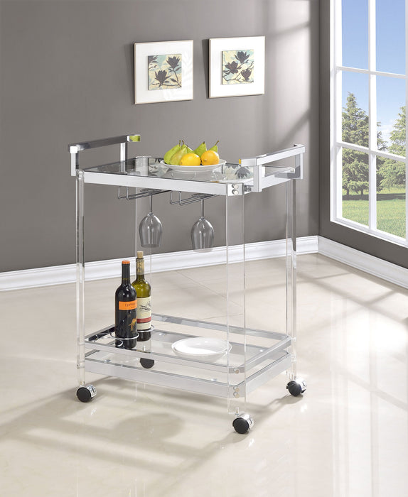 Coaster Jefferson 2-tier Glass Serving Cart Clear Default Title