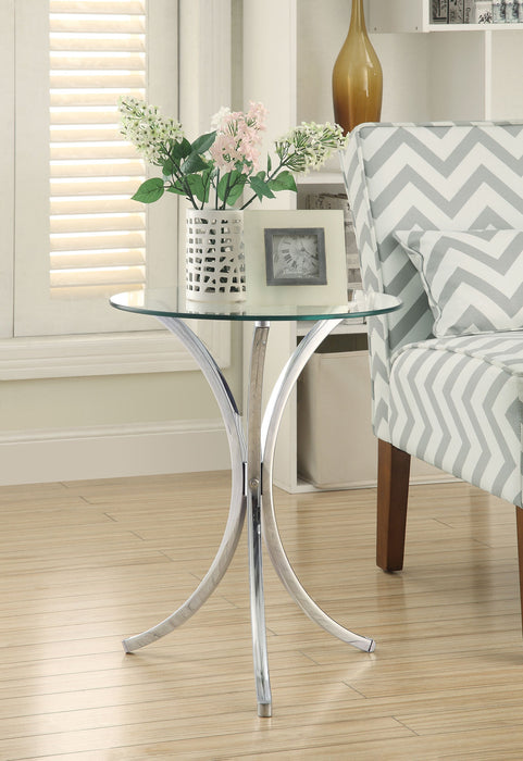 Coaster Eloise Round Accent Table with Curved Legs Chrome Default Title