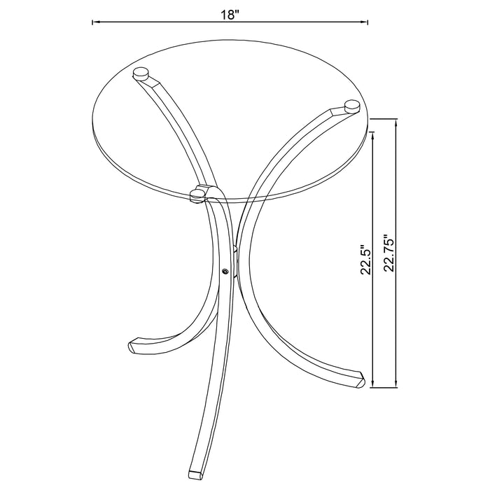 Coaster Eloise Round Accent Table with Curved Legs Chrome Default Title