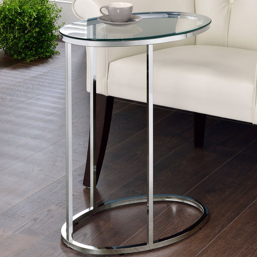 Coaster Kyle Oval Snack Table Chrome and Clear Default Title