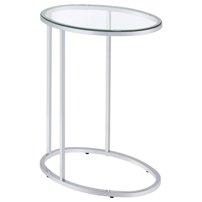 Coaster Kyle Oval Snack Table Chrome and Clear Default Title