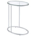 Coaster Kyle Oval Snack Table Chrome and Clear Default Title