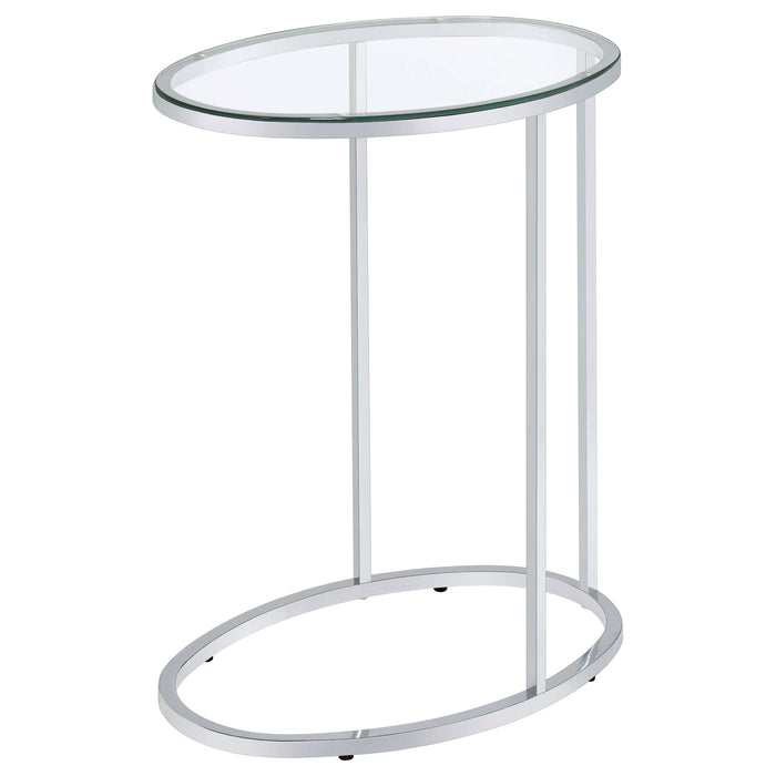 Coaster Kyle Oval Snack Table Chrome and Clear Default Title