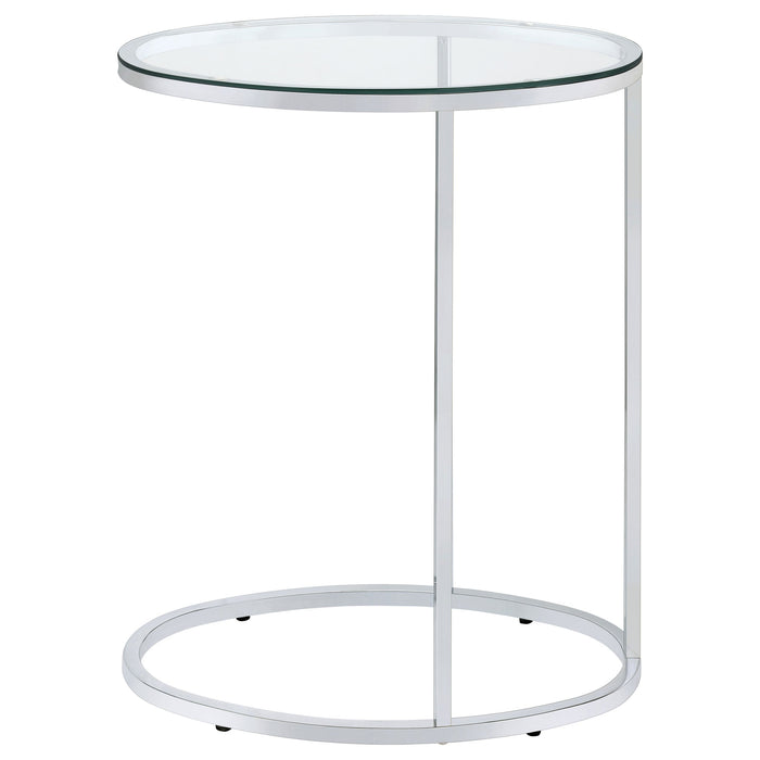 Coaster Kyle Oval Snack Table Chrome and Clear Default Title