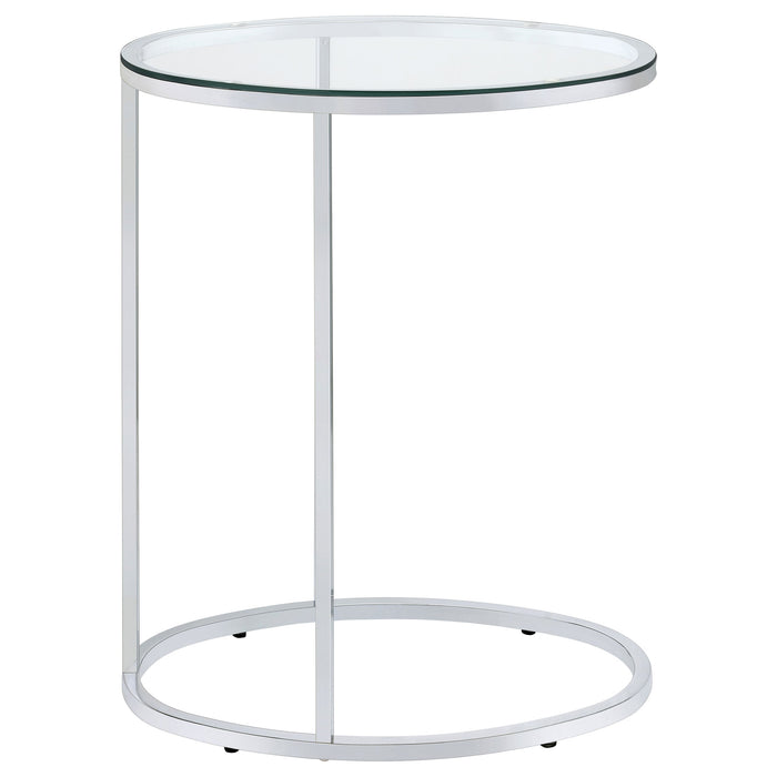 Coaster Kyle Oval Snack Table Chrome and Clear Default Title