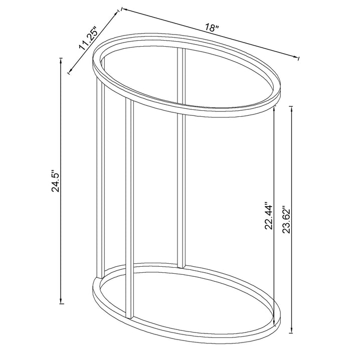 Coaster Kyle Oval Snack Table Chrome and Clear Default Title