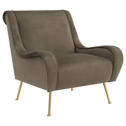 Coaster Ricci Upholstered Saddle Arms Accent Chair Stone and Gold Brown
