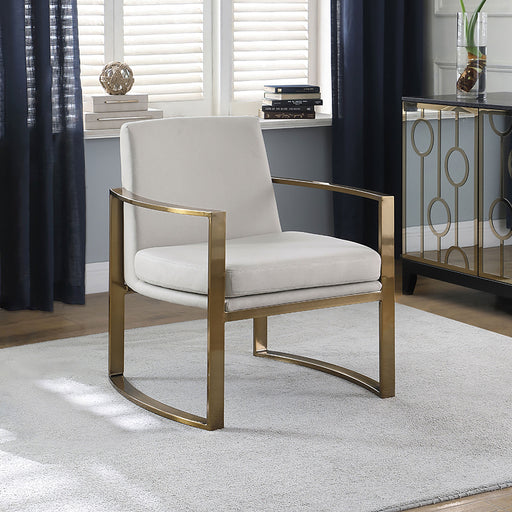 Coaster Cory Concave Metal Arm Accent Chair Cream and Bronze Default Title