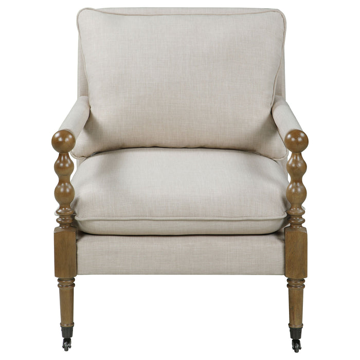 Coaster Blanchett Upholstered Accent Chair with Spindle Accent White and Navy White