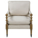 Coaster Blanchett Upholstered Accent Chair with Spindle Accent White and Navy White