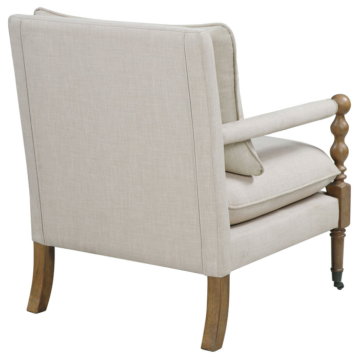 Coaster Blanchett Upholstered Accent Chair with Spindle Accent White and Navy White