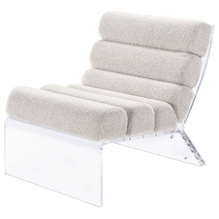 Coaster Serreta Boucle Upholstered Armless Accent Chair with Clear Acrylic Frame Ivory Black