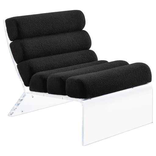 Coaster Serreta Boucle Upholstered Armless Accent Chair with Clear Acrylic Frame Ivory Black