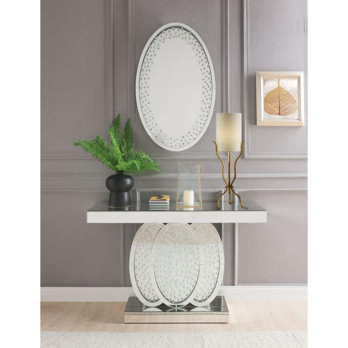 Nysa Glam Rectangular Console Table with Overlapped Oval Shape