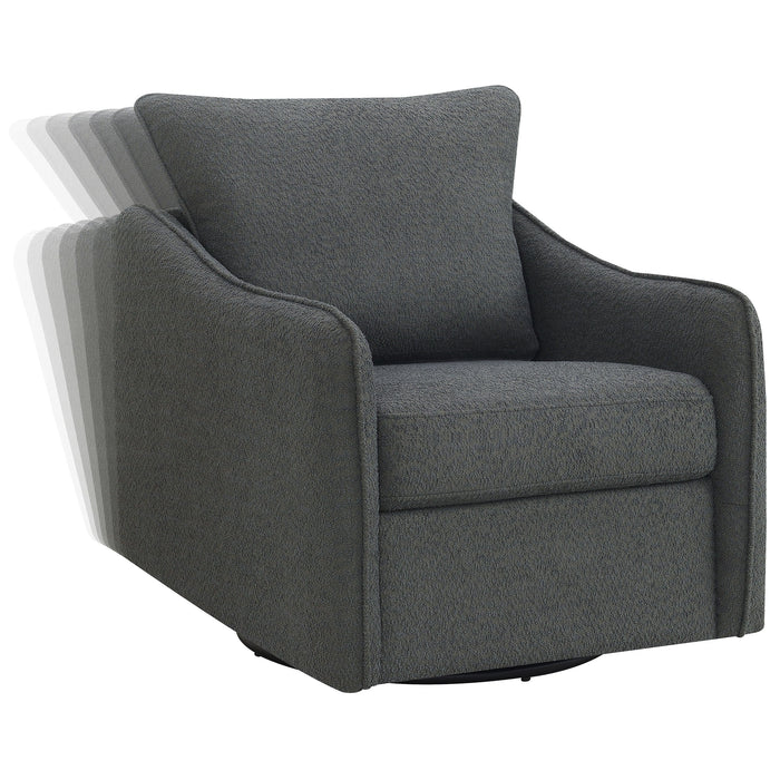 Coaster Madia Boucle Upholstered Swivel Glider Chair Charcoal Grey Default Title