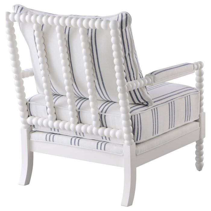 Coaster Blanchett Upholstered Accent Chair with Spindle Accent White and Navy White