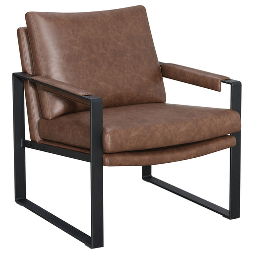 Coaster Rosalind Upholstered Accent Chair with Removable Cushion Umber Brown and Gunmetal Brown