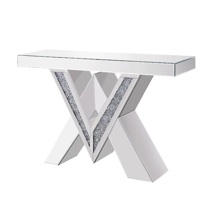 Noralie Glam Rectangular Console Table with "V" Shape Base