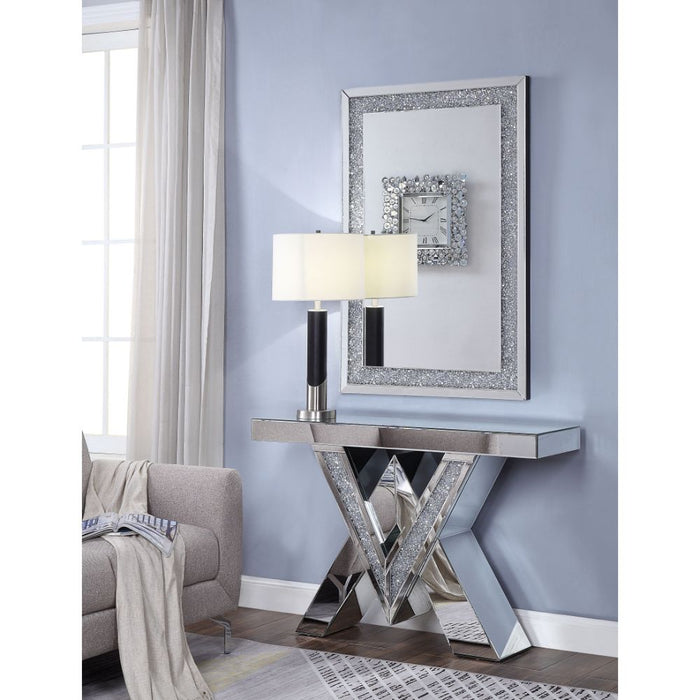 Noralie Glam Rectangular Console Table with "V" Shape Base