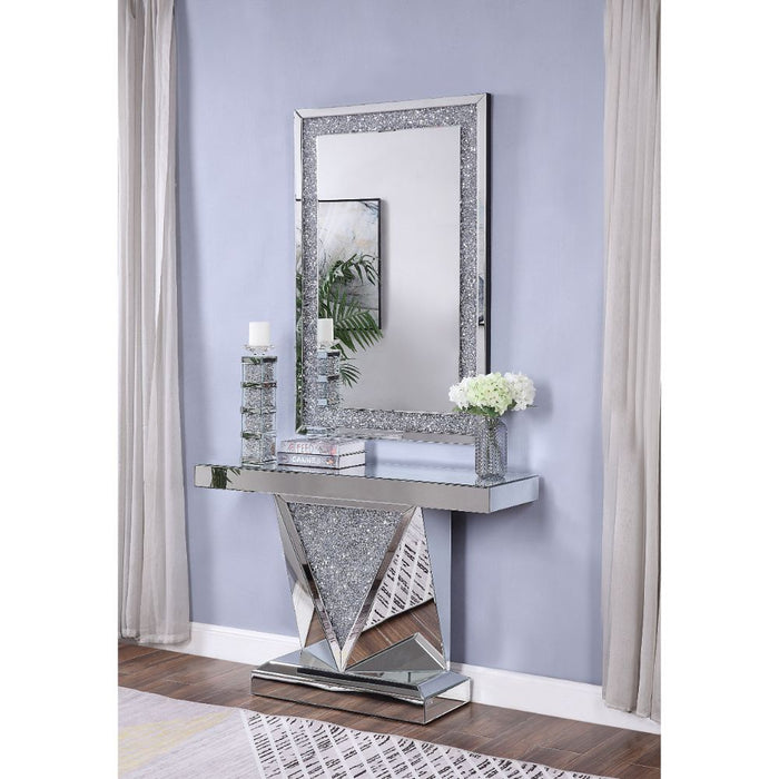 Noralie Glam Rectangular Console Table with Triangular Shape Base