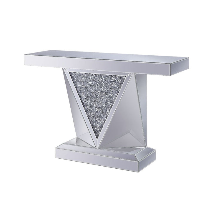 Noralie Glam Rectangular Console Table with Triangular Shape Base