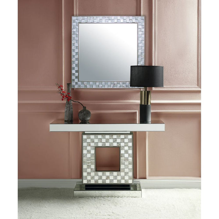 Nasa Glam Rectangular Console Table with Pedestal Base