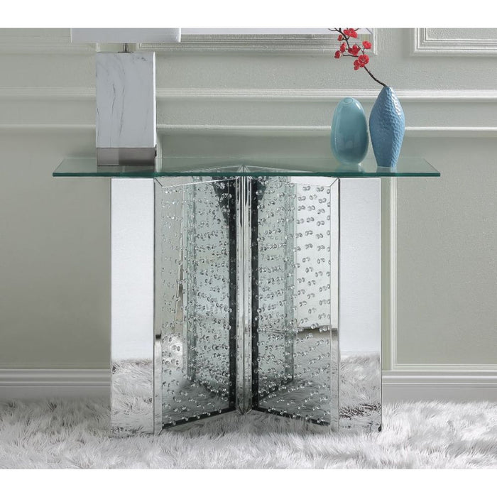 Nysa Glam Rectangular Console Table with V Shape Base