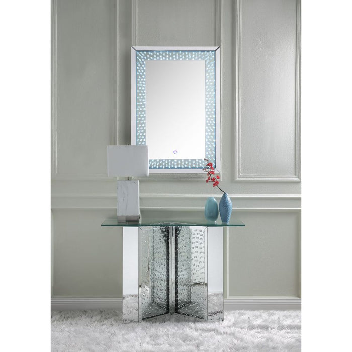 Nysa Glam Rectangular Console Table with V Shape Base