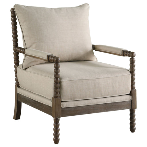 Coaster Blanchett Upholstered Accent Chair with Spindle Accent White and Navy Beige