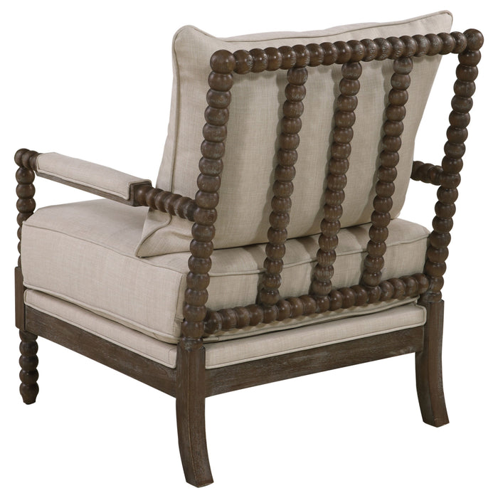 Coaster Blanchett Upholstered Accent Chair with Spindle Accent White and Navy White