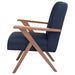 Coaster Cheryl Wooden Arms Accent Chair Dark Blue and Walnut Default Title