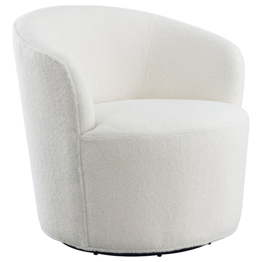 Coaster Joyce Upholstered Swivel Barrel Chair White