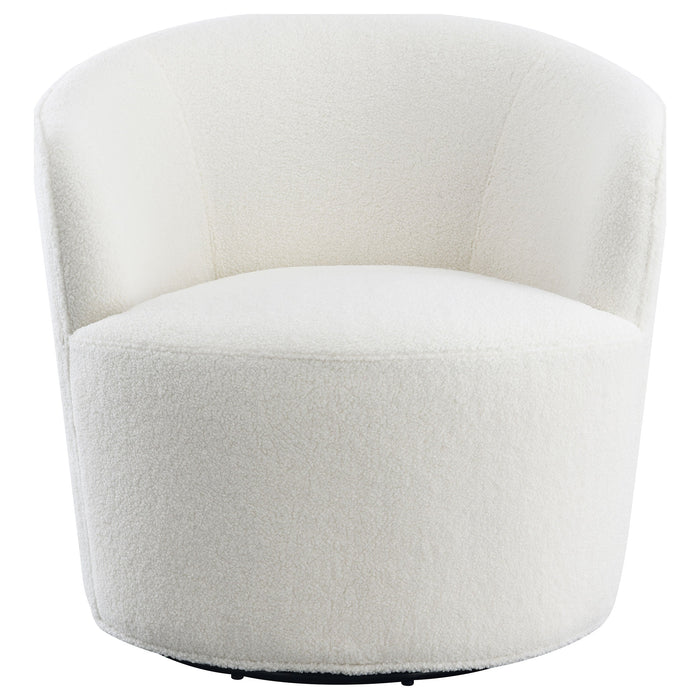 Coaster Joyce Upholstered Swivel Barrel Chair White