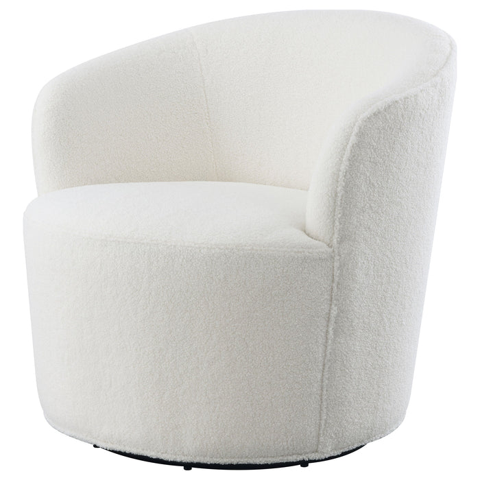 Coaster Joyce Upholstered Swivel Barrel Chair White