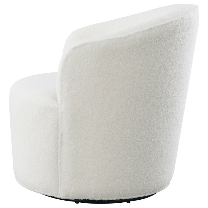 Coaster Joyce Upholstered Swivel Barrel Chair White