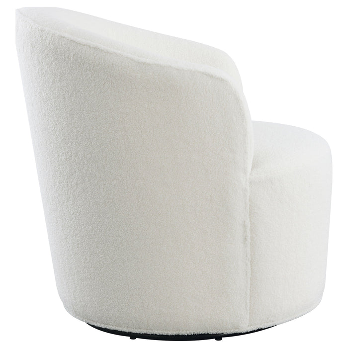 Coaster Joyce Upholstered Swivel Barrel Chair White