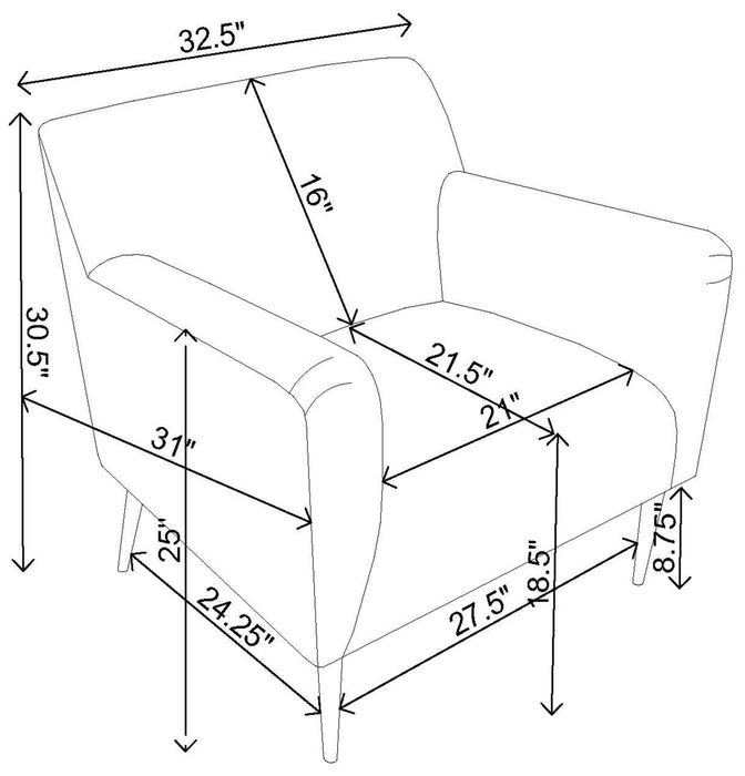 Coaster Darlene Upholstered Track Arms Accent Chair Lemon Default Title