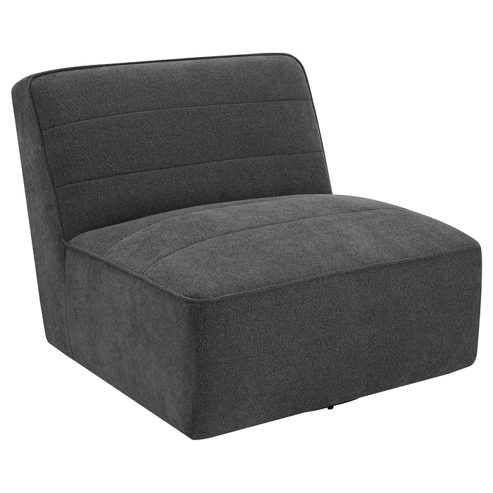 Coaster Cobie Upholstered Swivel Armless Chair Dark Charcoal Default Title