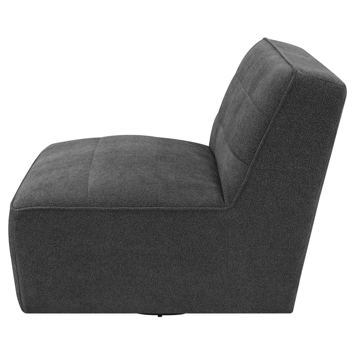 Coaster Cobie Upholstered Swivel Armless Chair Dark Charcoal Default Title