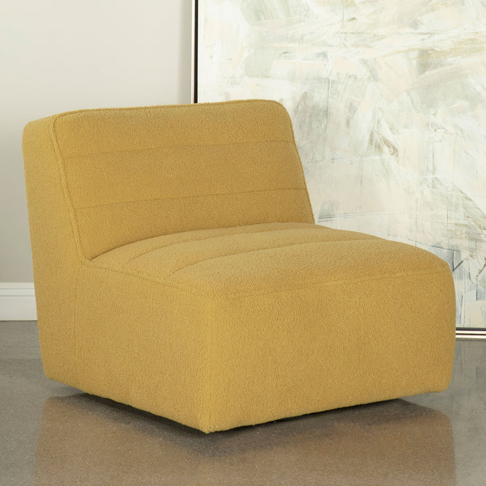 Coaster Cobie Upholstered Swivel Armless Chair Mustard Default Title